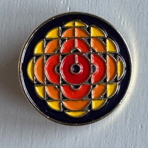 Vintage CBC Enamel Pin "Exploding Pizza" Logo 3/4" Canadian Broadcasting Co
